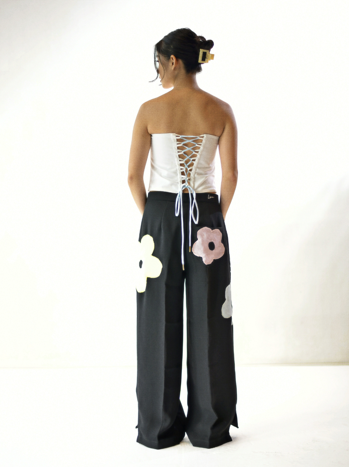 Flower Series Trousers in Onyx
